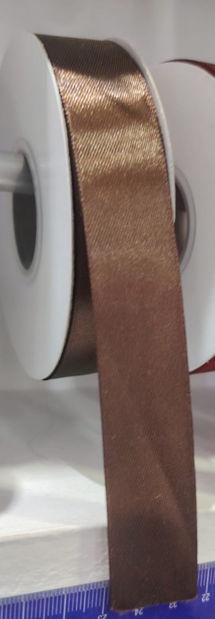 CINTA SATIN GENERICA 2.5CM COLOR CAFÉ OSCURO X METRO — MKS Mercería