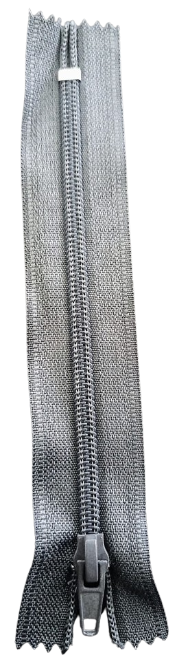 CIERRE NYLON COLOR GRIS 15CM — MKS Mercería