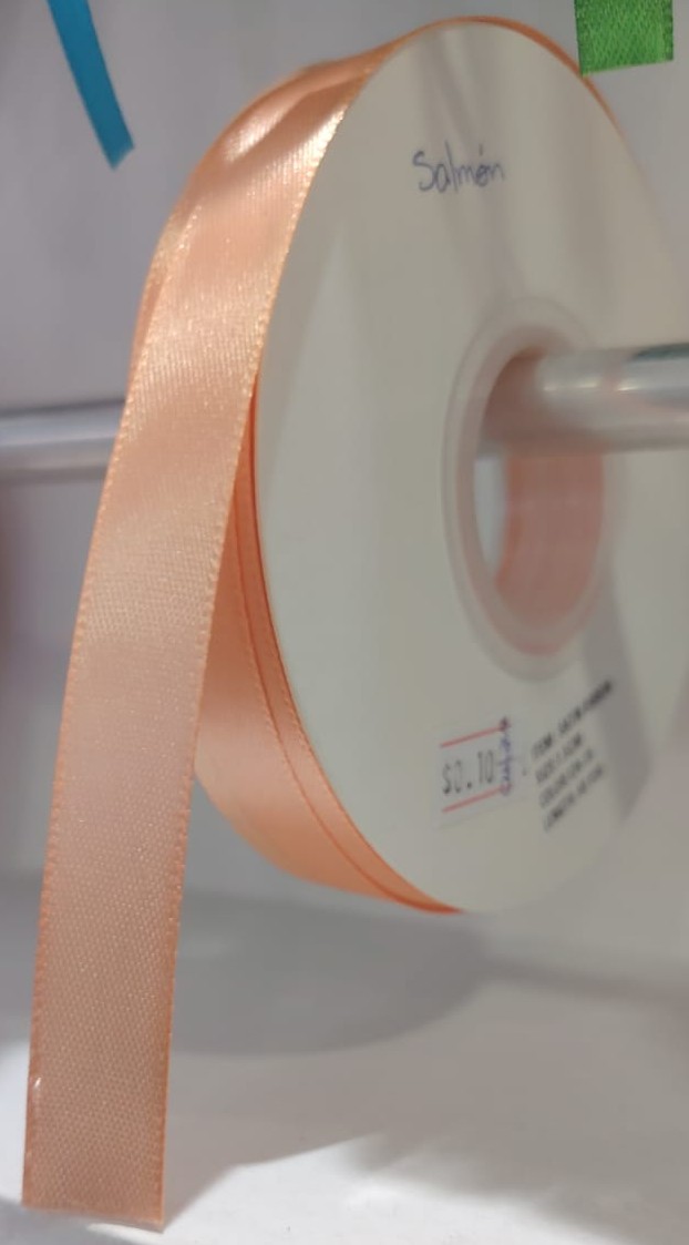 CINTA SATIN GENERICA 1.5CM COLOR SALMON X METRO — MKS Mercería