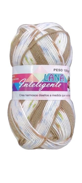 Lana Inteligente 100gr Color Celeste Con Cafe — MKS Mercería