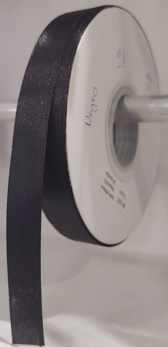 CINTA SATIN GENERICA 1.5CM COLOR  NEGRO X METRO — MKS Mercería