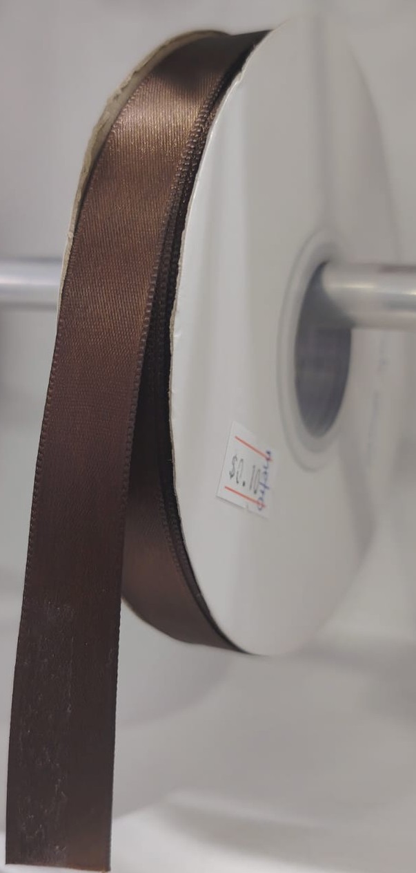 CINTA SATIN GENERICA 1.5CM COLOR CAFÉ  X METRO — MKS Mercería