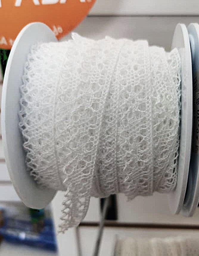 ENCAJE PASA 1.4MM ALGODÓN COLOR BLANCO X METRO — MKS Mercería
