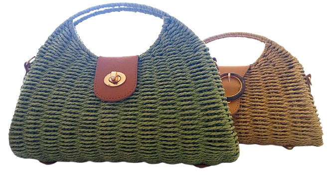  BOLSO DE MANO TEJIDO COLOR VERDE Y CAFE — MKS Mercería