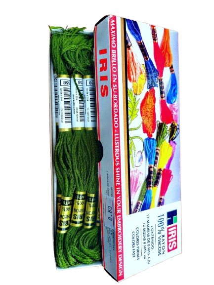 Hilo Iris Para Bordar Madeja Color Verde Hoja — MKS Mercería