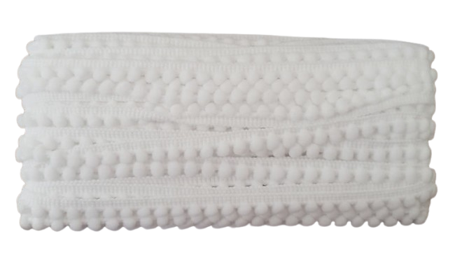 TIRA DE POMPONES COLOR BLANCO — MKS Mercería
