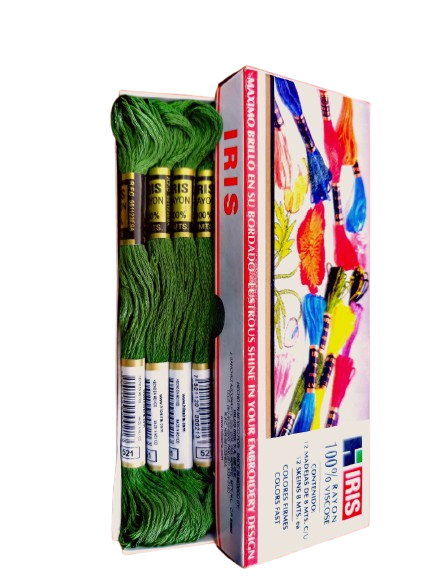 Hilo Iris Para Bordar Madeja Color Verde Oscuro — MKS Mercería