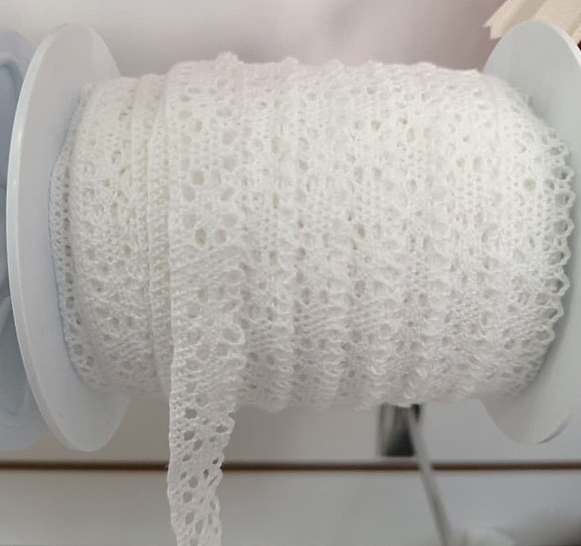 ENCAJE PASA 1.4MM ALGODÓN COLOR BLANCO X METRO — MKS Mercería