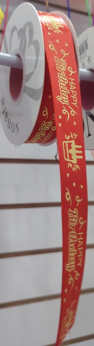 CINTA DECORATIVA ROJA “ HAPPY BIRTHDAY” 2.5MM X METRO — MKS Mercería