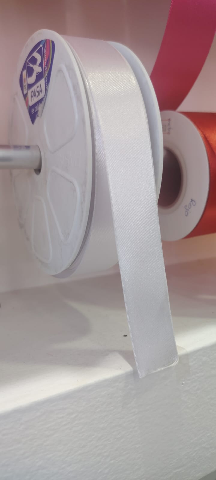 CINTA RASO PASA 2.4CM COLOR BLANCO X METRO — MKS Mercería