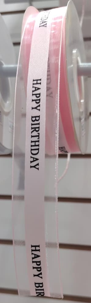 CINTA DECORATIVA ROSADO “ HAPPY BIRTHDAY” 2.5MM X METRO — MKS Mercería