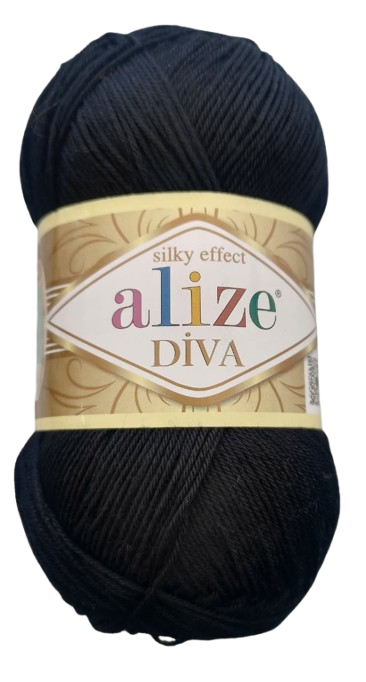 ALIZE DIVA COLOR NEGRO 100G — MKS Mercería