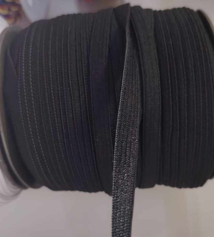 ELASTICO 0,9MM COLOR NEGRO SEMIREFORZADO X METRO — MKS Mercería